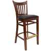 Open Vertical Back Wood Bar Stool - Black Vinyl Seat