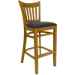 Open Vertical Back Wood Bar Stool - Black Vinyl Seat - Wild Cherry Finish