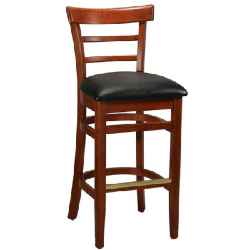 Steakhouse Wood Bar Stool - Black Vinyl Seat
