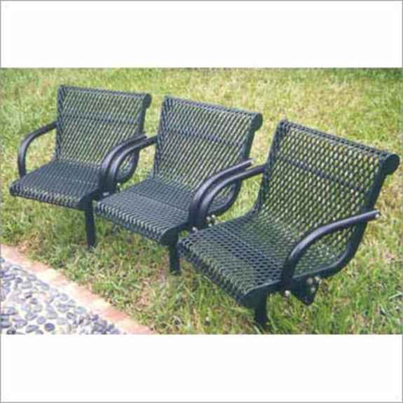Curved 3 Seat Outdoor Bench - Expanded Metal Mesh