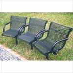 Curved 3 Seat Outdoor Bench - Expanded Metal Mesh