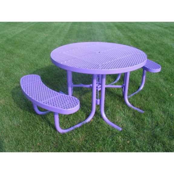 Champion Round Three Seat Picnic Table - Expanded Metal Mesh