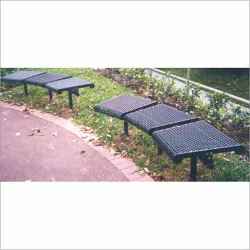 Curved 3 Seat Outdoor Bench Without Back - Expanded Metal Mesh