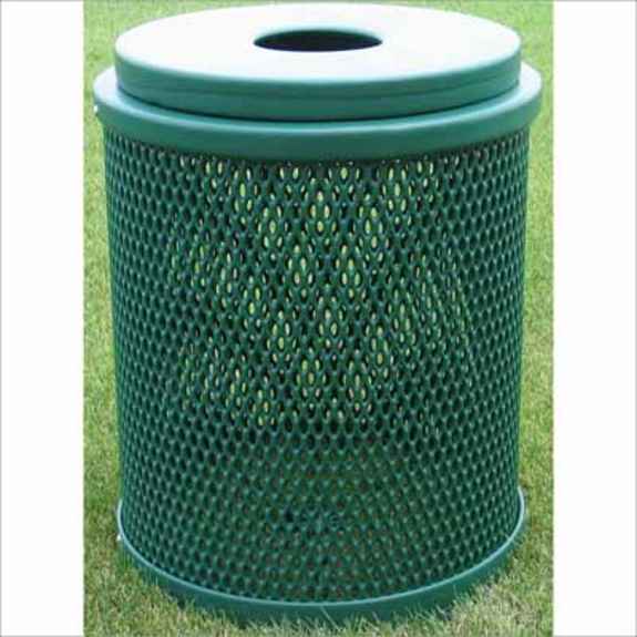 Round Trash Receptacle - Expanded Metal Mesh