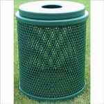 Round Trash Receptacle - Expanded Metal Mesh