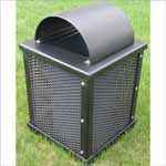 Square Trash Receptacle with Arch Lid - Expanded Metal Mesh
