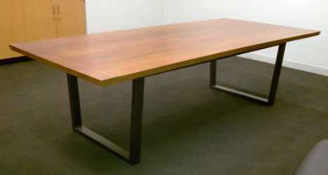 36" x 120" Ash Wood Community with 1" x 3" Trapezoid Steel Tubular Base 