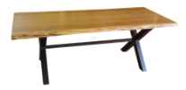 36" x 168" Walnut Wood Community with 3" Square Steel Tube X-Base 