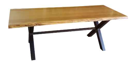 36" x 120" Ash Wood Community with 3" Square Steel Tube X-Base 