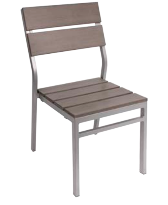 Baywatch Outdoor Side Chair Wide Gray Synthetic Teak