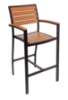 Key West Outdoor Arm Barstool - Synthetic Teak Slats, Powder Coated Aluminum Frame